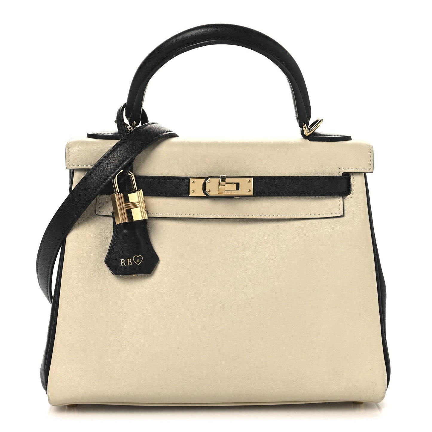 Hermes Swift Horseshoe Kelly Retourne Craie Handbag Black Shoes