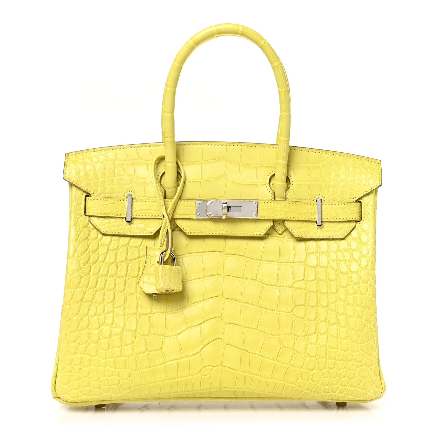 Hermes Matte Alligator Birkin Lime Handbag Travel Bag