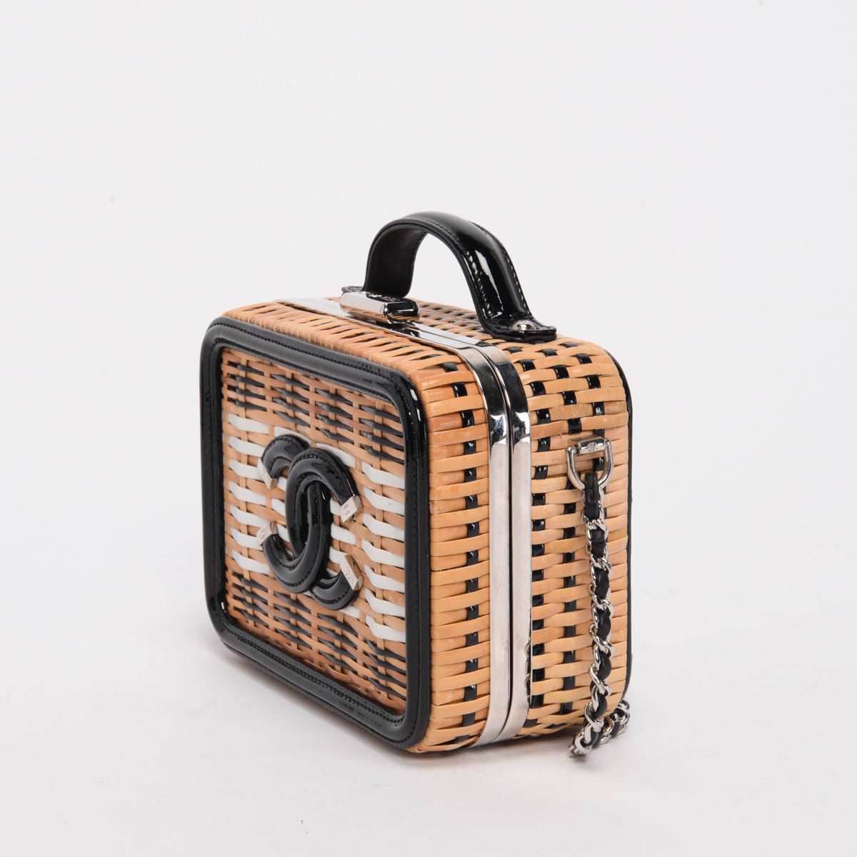 Chanel Natural Rattan Wicker Medium Cc Filigree Vanity Case Bag