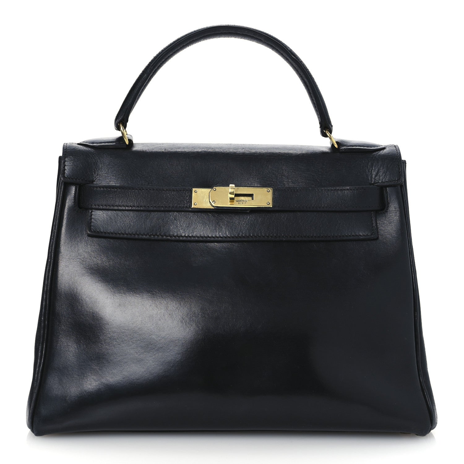 Hermes Box Kelly Retourne Handbag Black Travel Bag