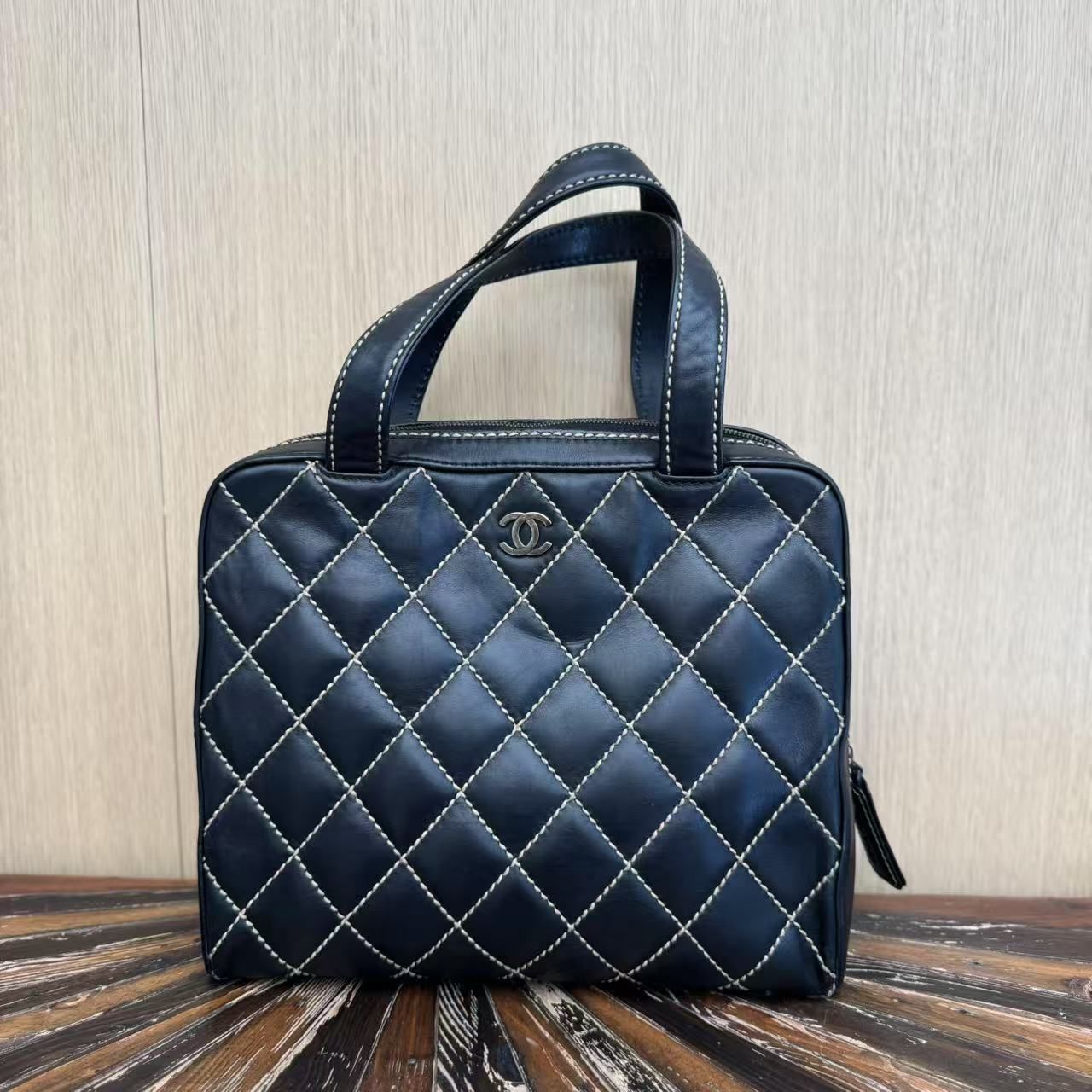 Chanel Surpique Bowler Bag - Black Handle Bags, Handbags