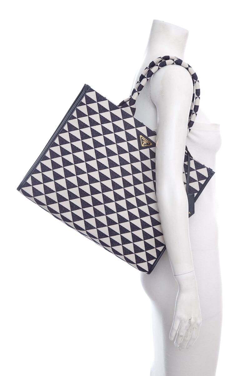 Prada Jacquard Symbole Tote Navy Large Tote Bag