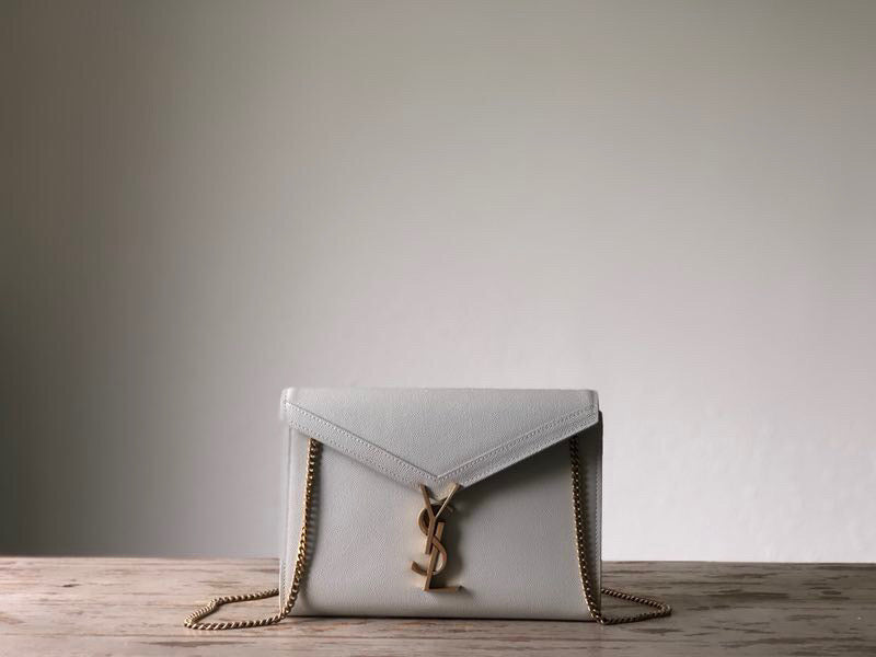 YSL Saint Laurent Cassandra -Front 8.7in 22cm White Flap Crossbody Bag