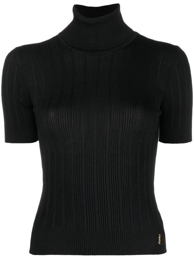 YSL Saint Laurent Luxury Trending Rib Silk Short Sleeve Turtleneck Handbag Monogram Black Travel Bag