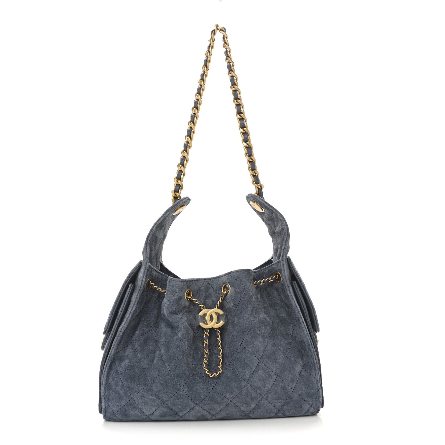 Chanel Suede Quilted Small 25 Handbag Blue