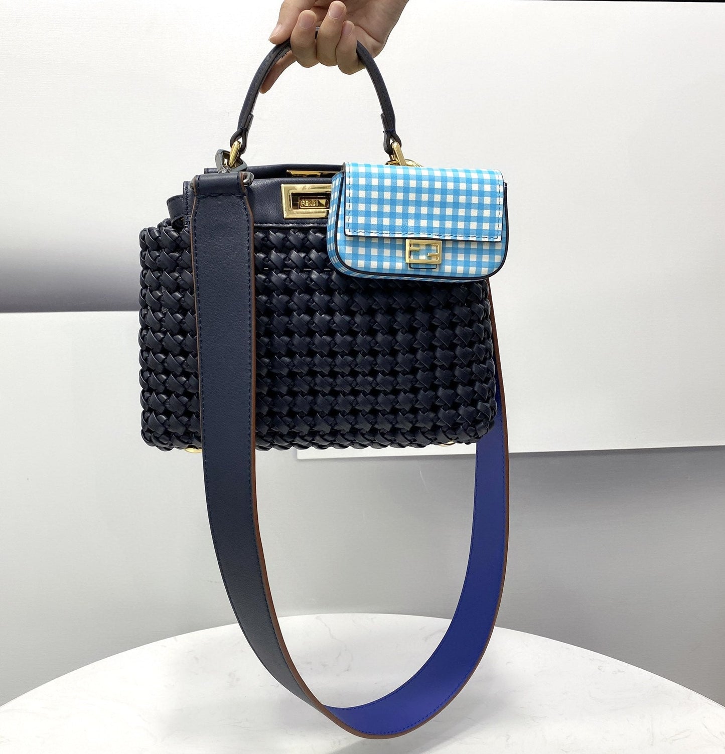 Top QualityTop Quality Peekaboo Braided Blue Navy Mini Bag