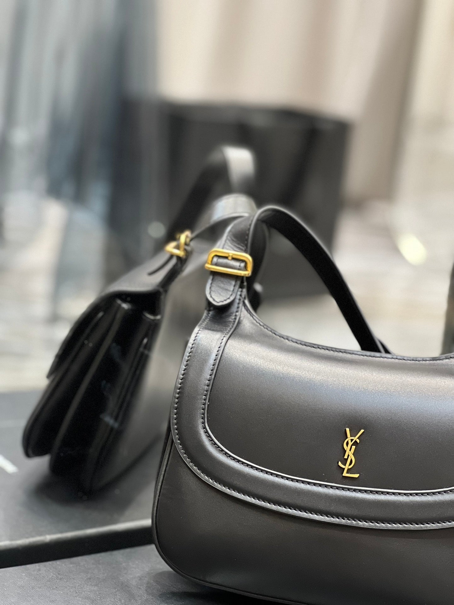 YSL Saint Laurent Ysl Saint Laurent Charlie Medium Shoudler Bag Black Travel Bag