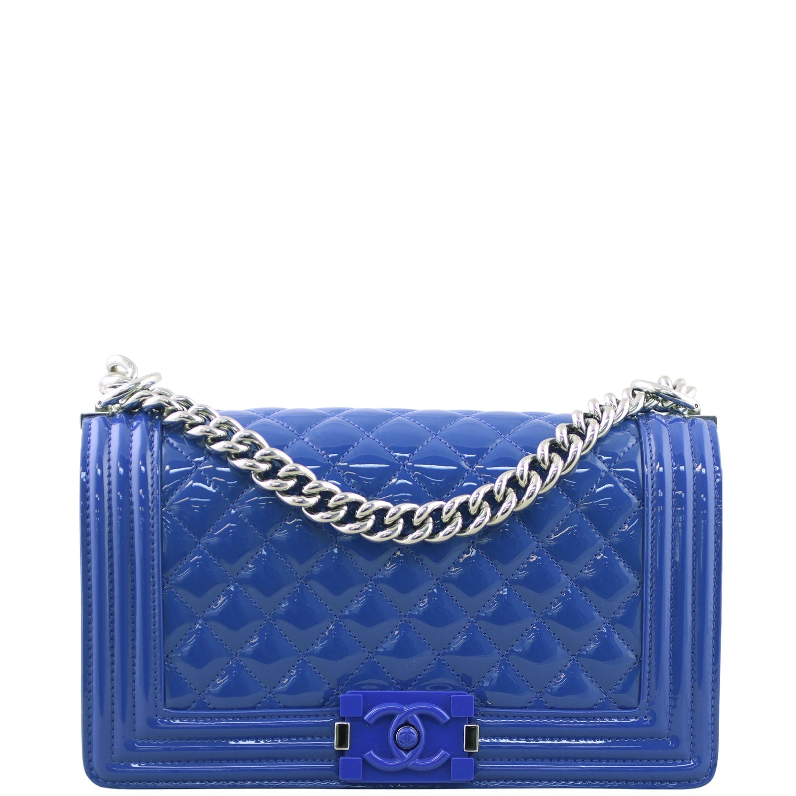 Chanel Boy Old 20 Series Handbag Blue Medium