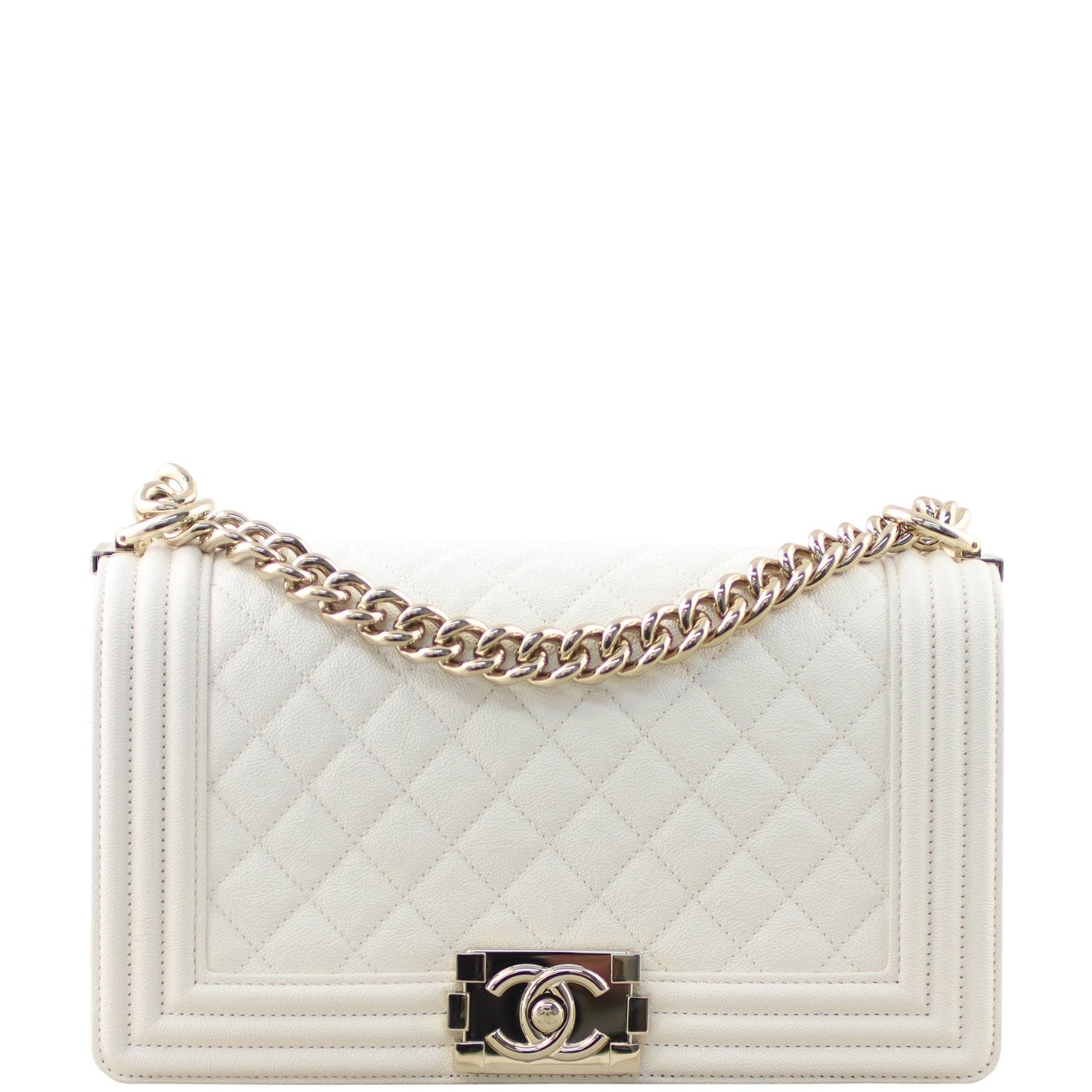 Chanel Boy Old Handbag White Medium