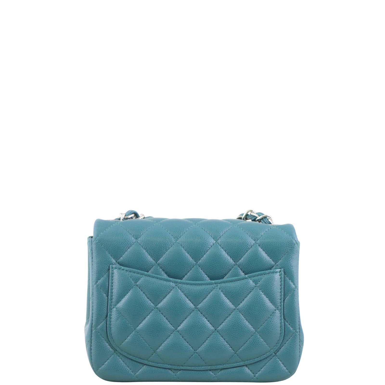 Chanel Classic Square Dark Teal Handbag Green Mini Mini Bag