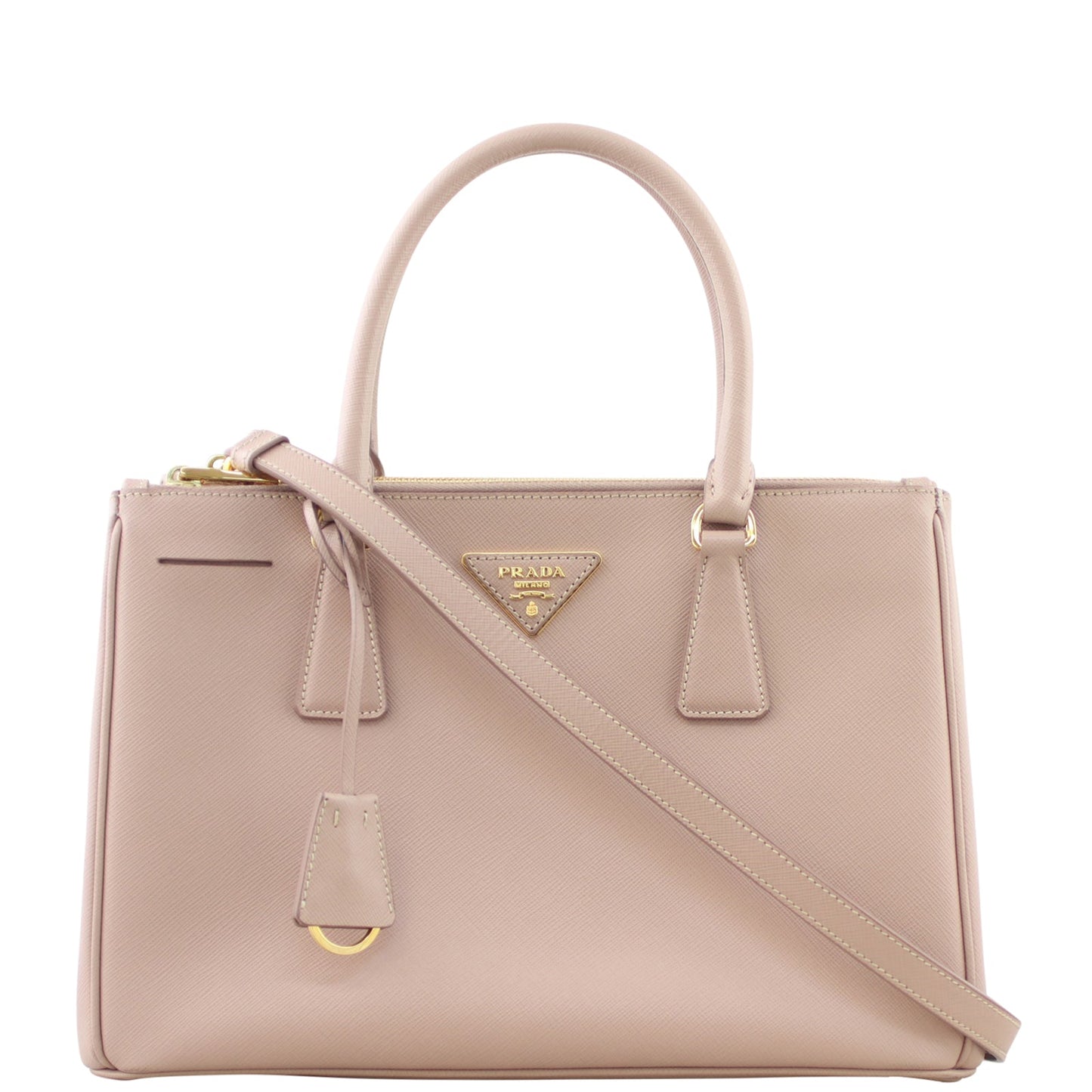 Prada Tote Bag Lux Galleria Double Tote 8 Saffiano Pink Small
