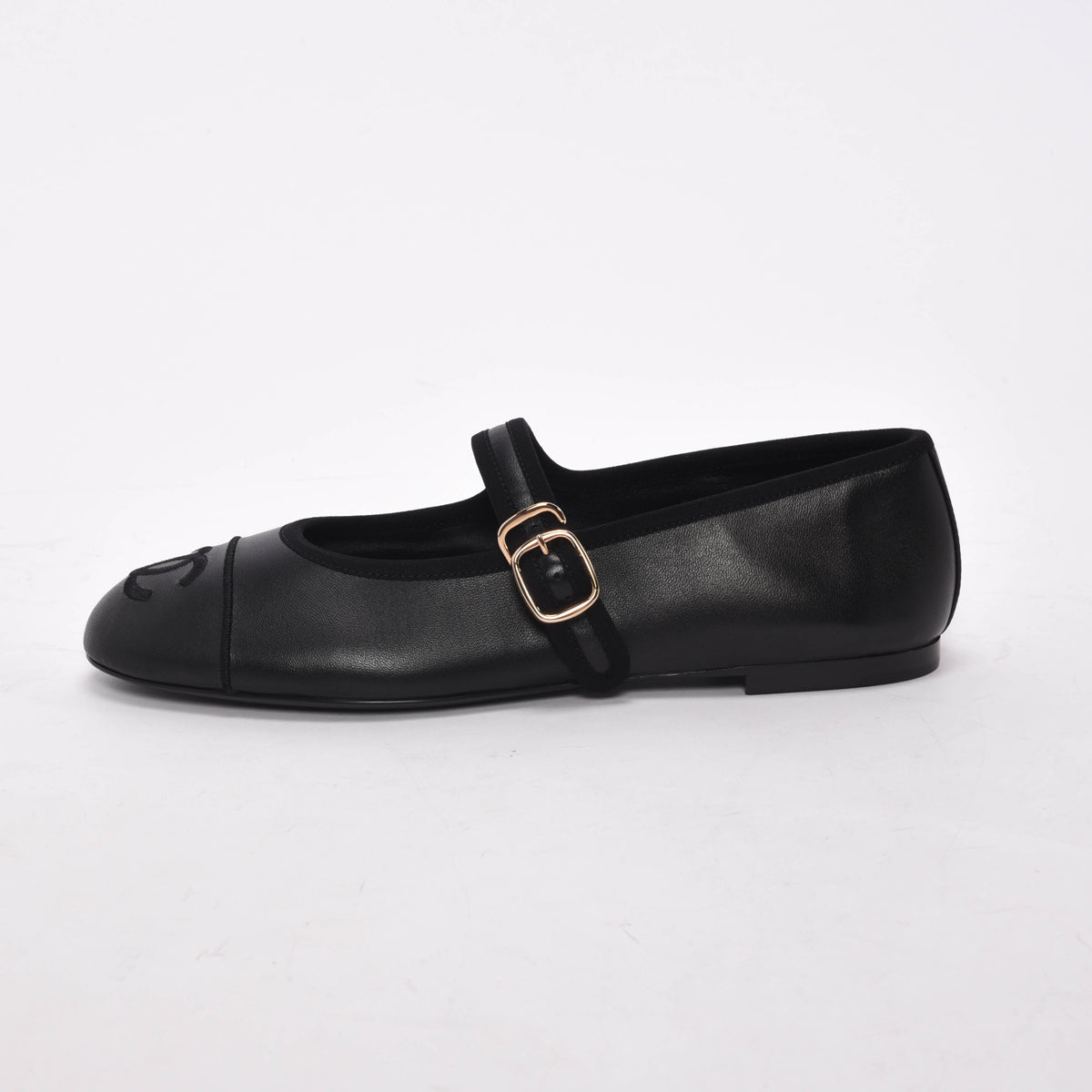 Chanel Black Lambskin Cc Mary Jane Flats 38 Bag