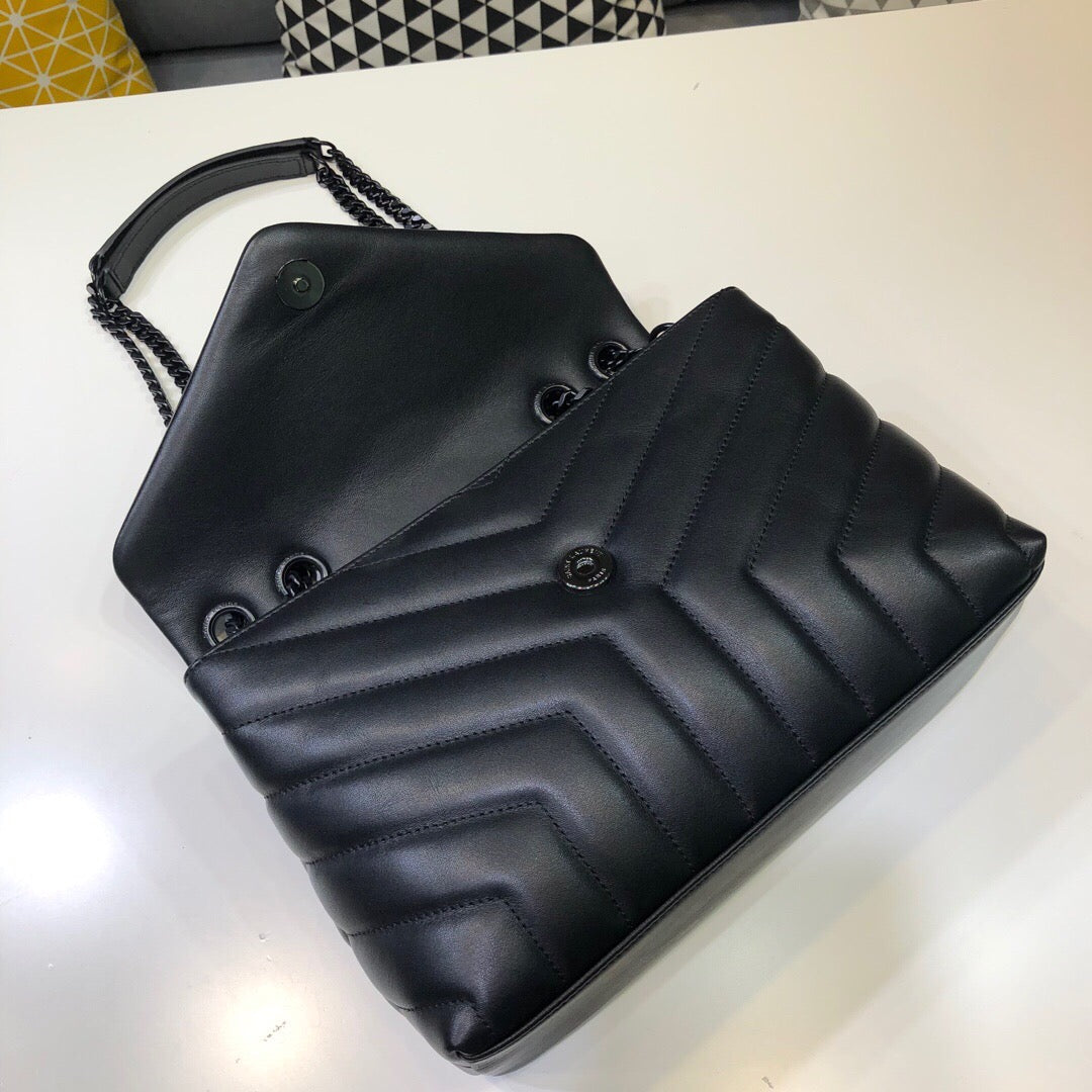 YSL Saint Laurent Loulou MatelassÃ© "Y" 9.8in 23cm Black Small Chain Handbag Ysl 494699Dv7281000