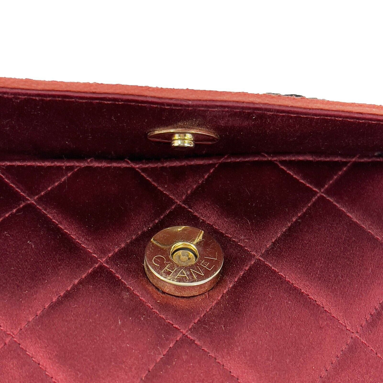 CHANEL -   Mini Satin Quilted Rope Shoulder Crossbody - Burgundy / Black