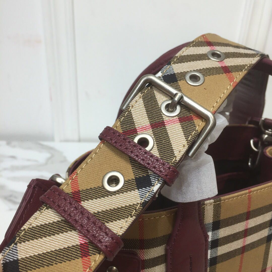 Top Quality Banner Check And Tote Purple Small Tote Bag