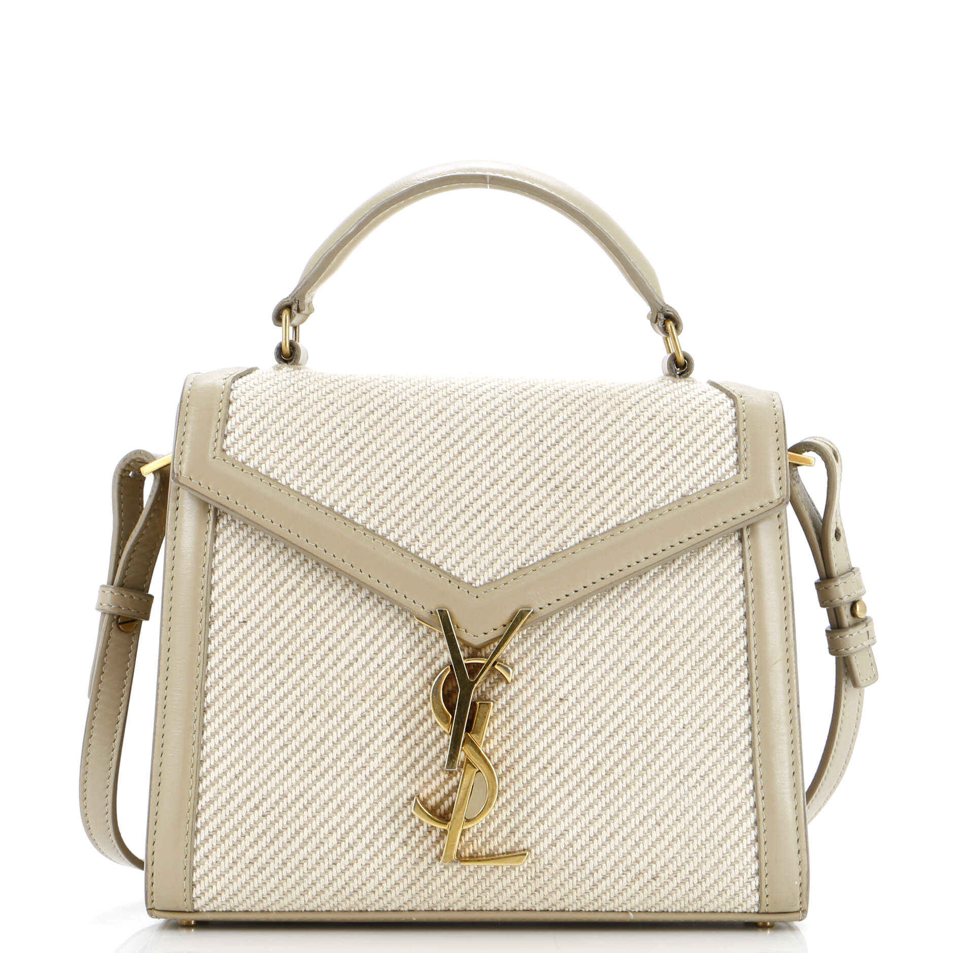 YSL Saint Laurent Saint Laurent Trending Cassandra Top Handle Bag Leather Canvas Travel Bag