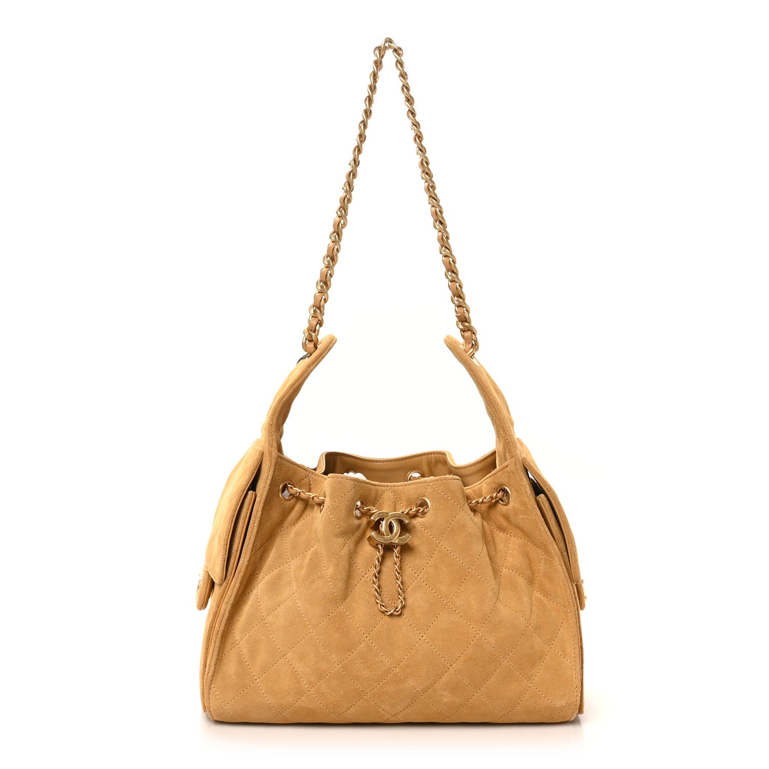 Chanel Suede Quilted Small 25 Handbag Beige