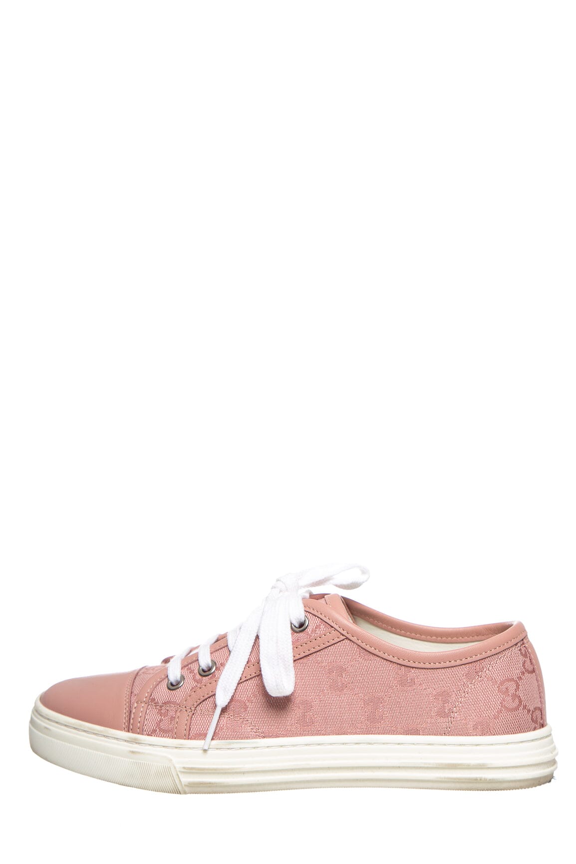 Gucci Pink Canvas GG Lace Up Sneakers SZ 35.5