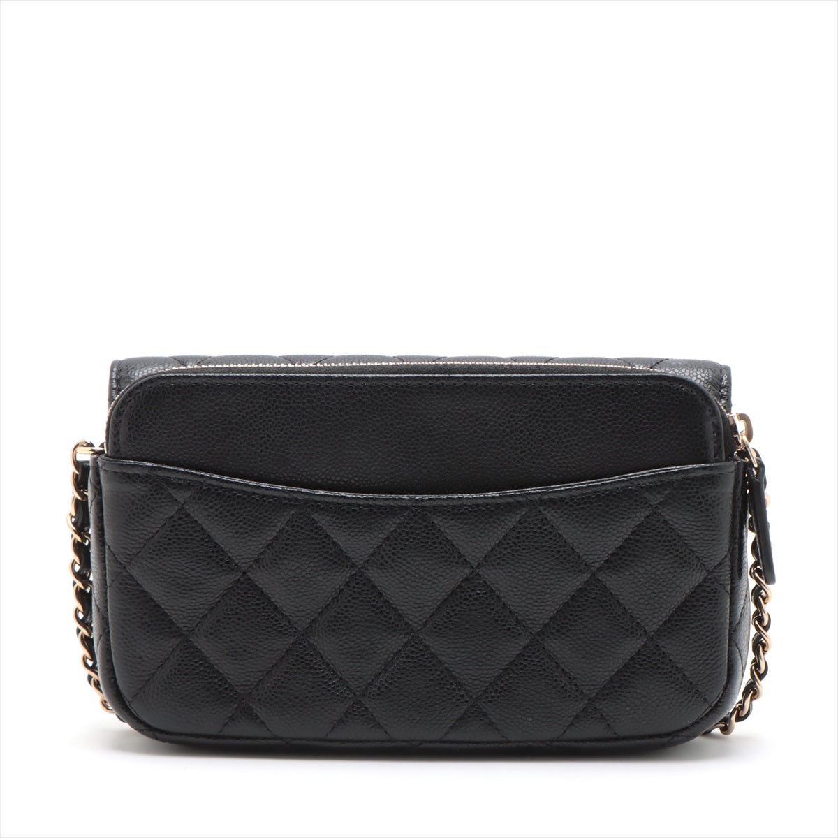 Chanel Matrasse Caviar S Chain Wallet Black G
