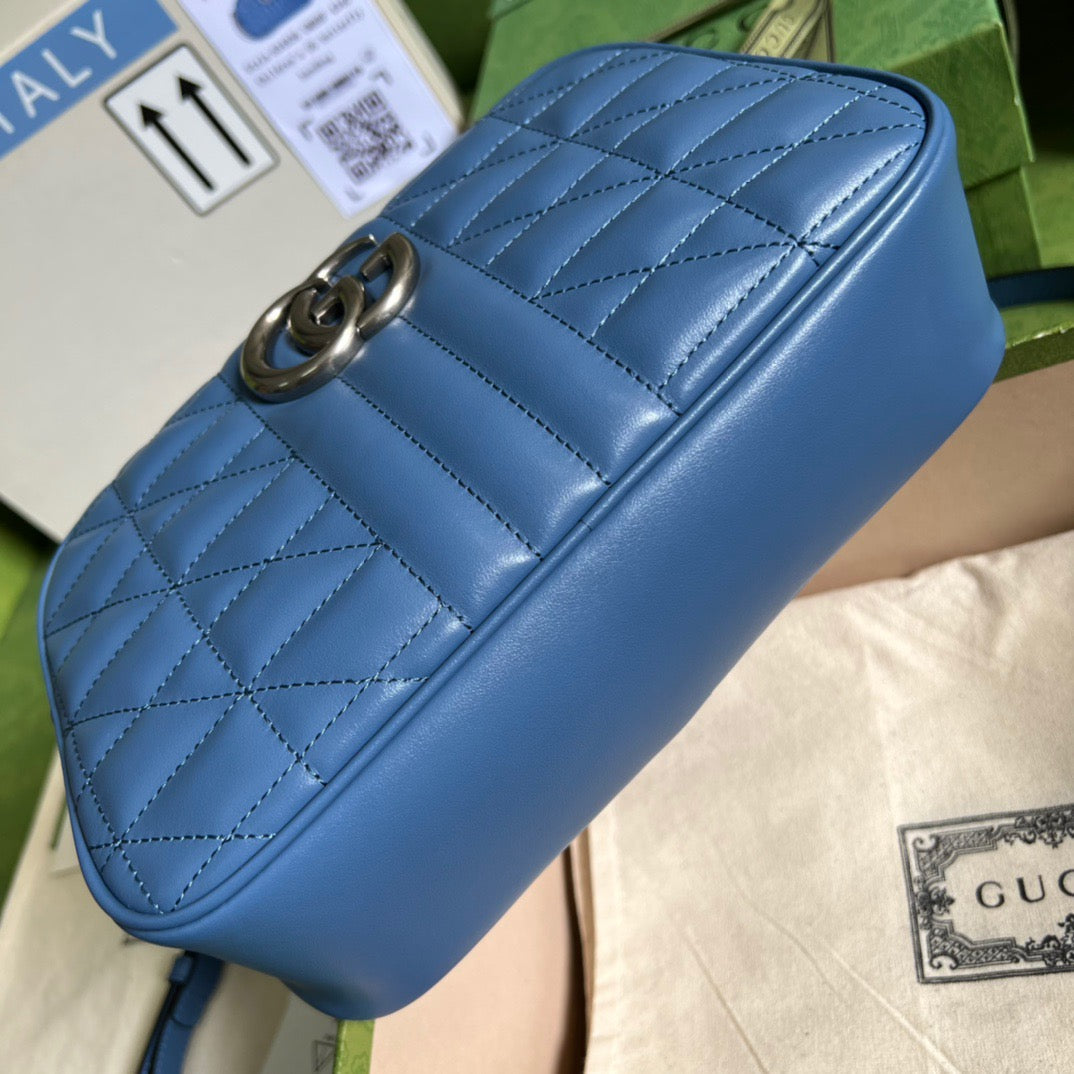 gg Marmont , ’s 9.5in Matelasse Blue Shoulder Bag