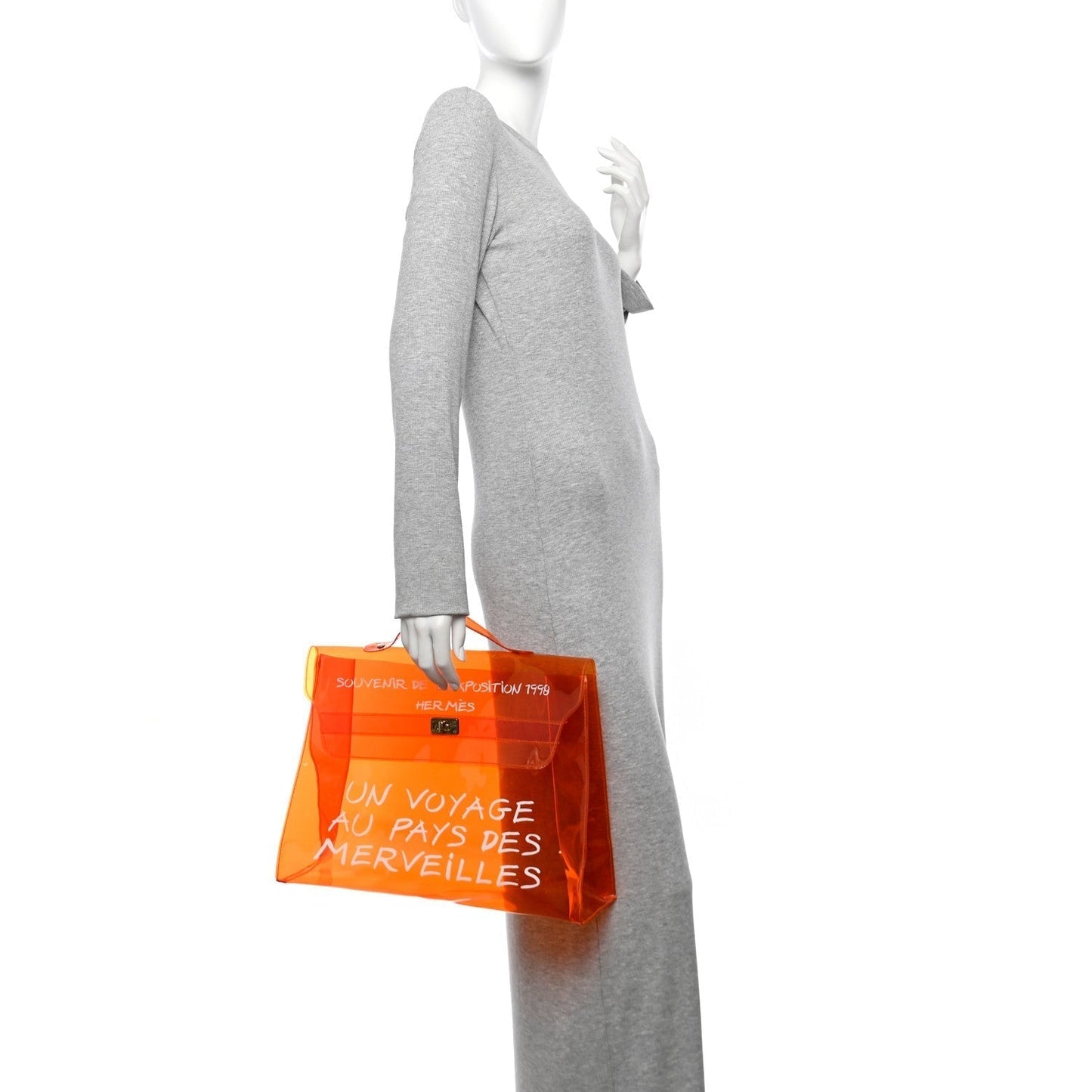 Hermes Vinyl Souvenir De Exposition Kelly Handbag Orange Travel Bag Kelly Orange 1762715