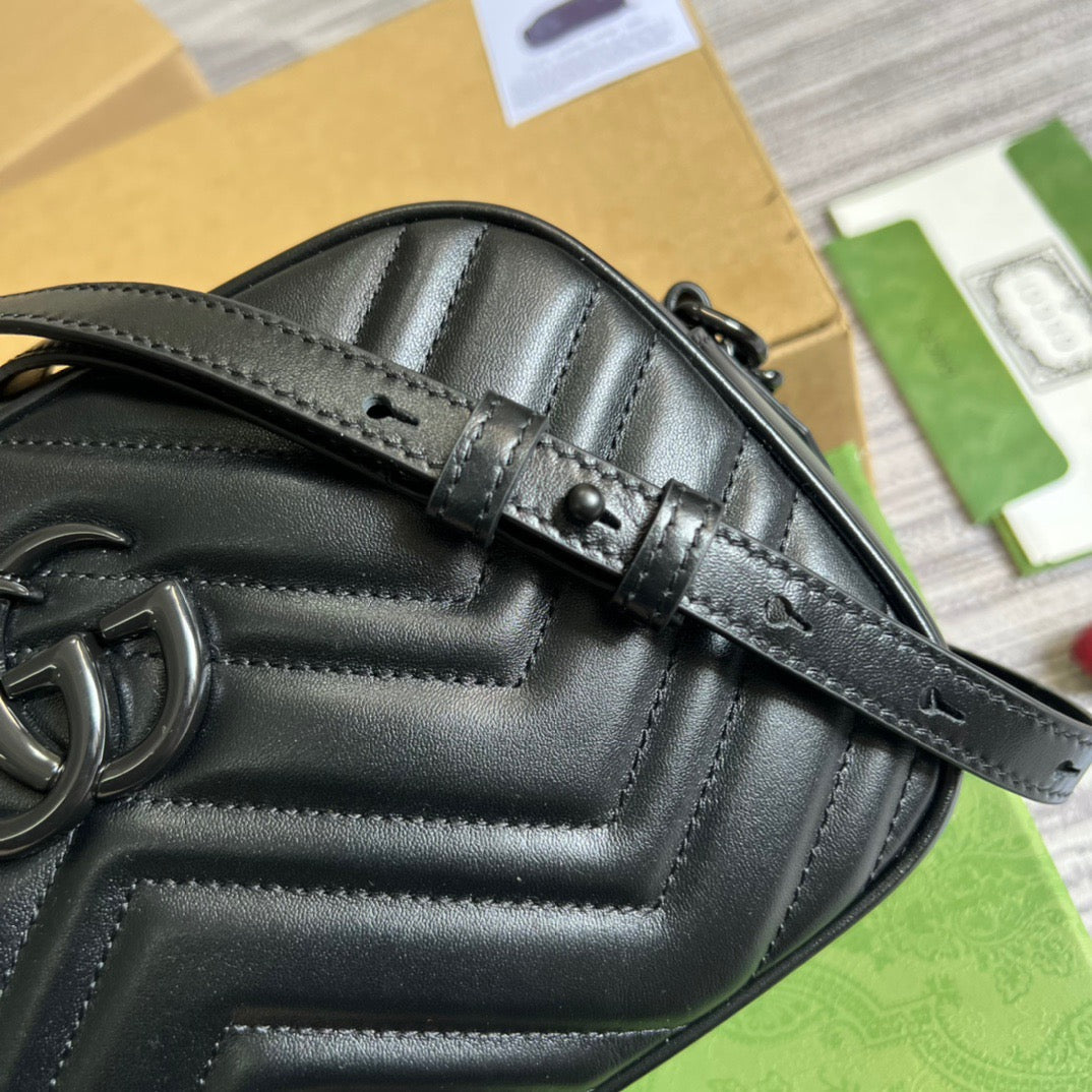gg Marmont , ’s 9.5in Matelasse Black Shoulder Bag