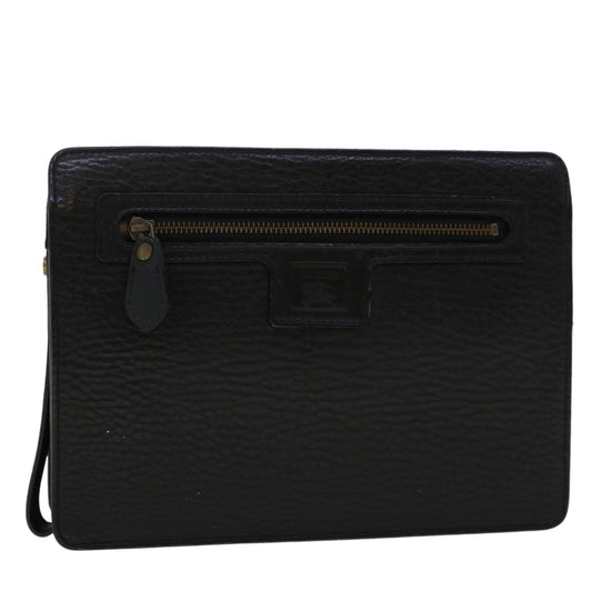 Burberry Luxury ss Clutch Bag Auth Ep1119 Leather Black