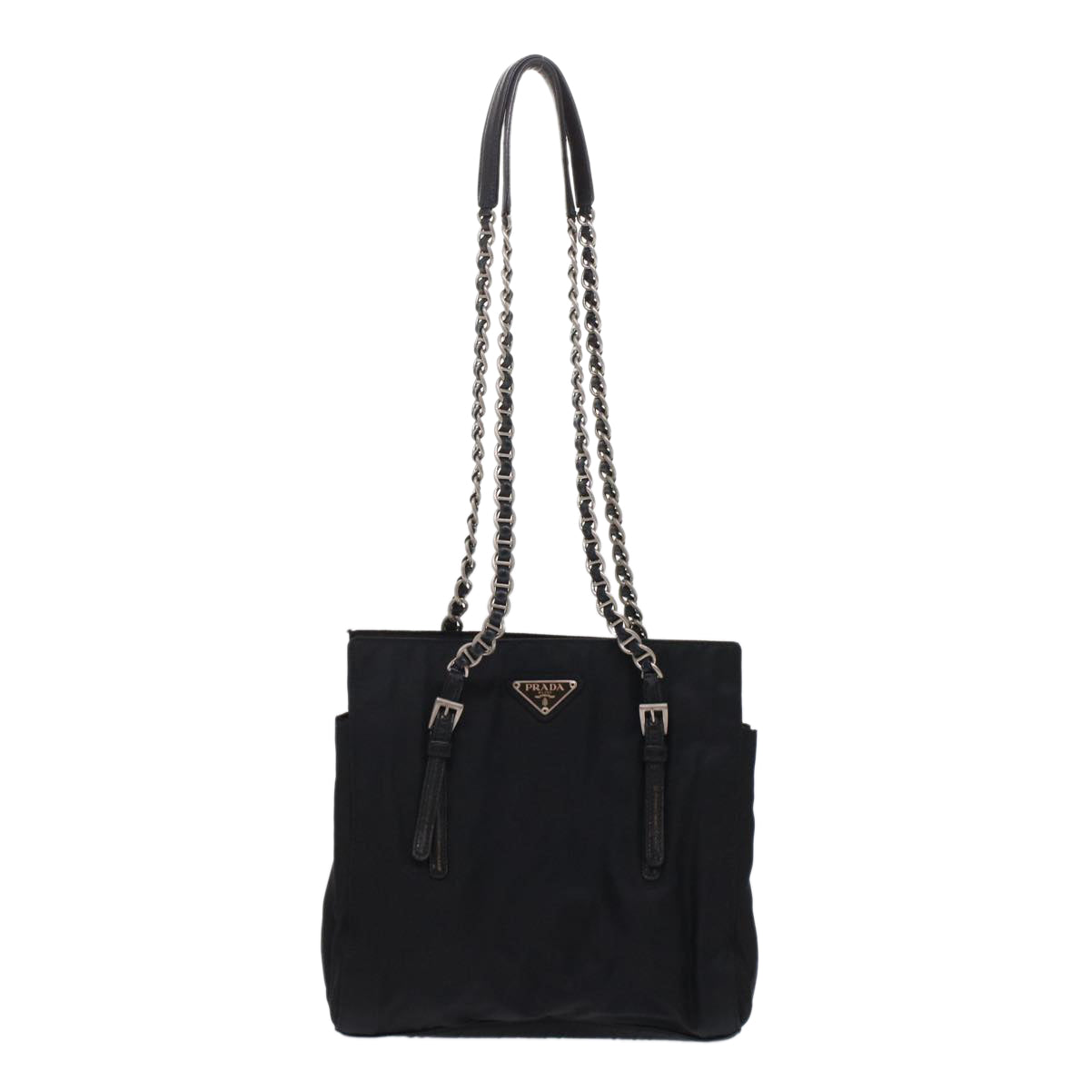 Prada Shoulder Bag Auth Nylon Black Chain