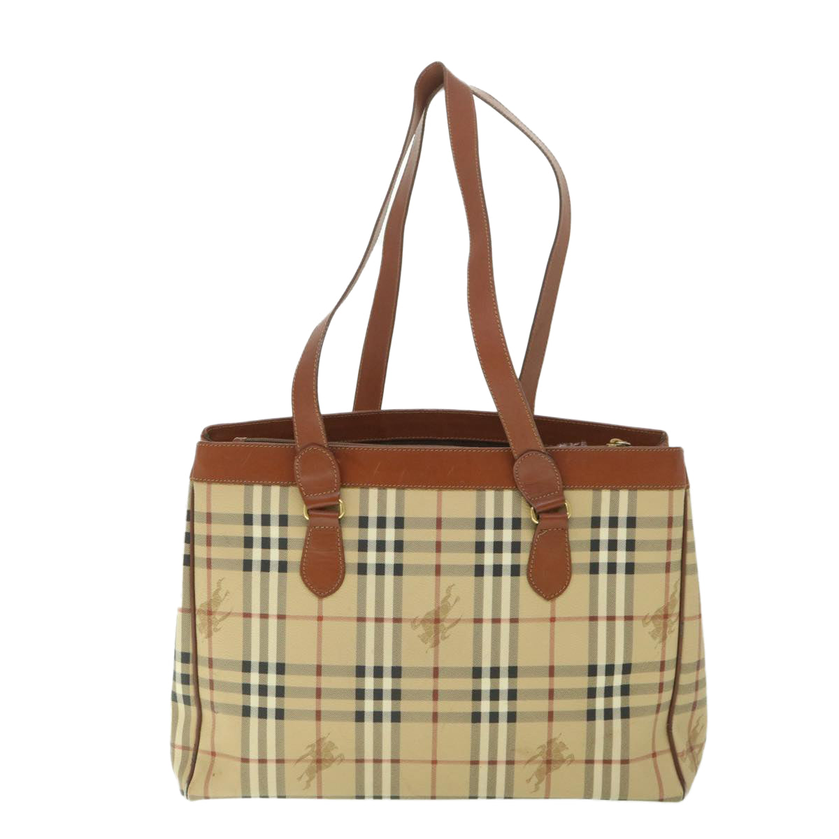 Burberry Luxury ss Nova Check Tote Bag Pvc Auth Leather Beige