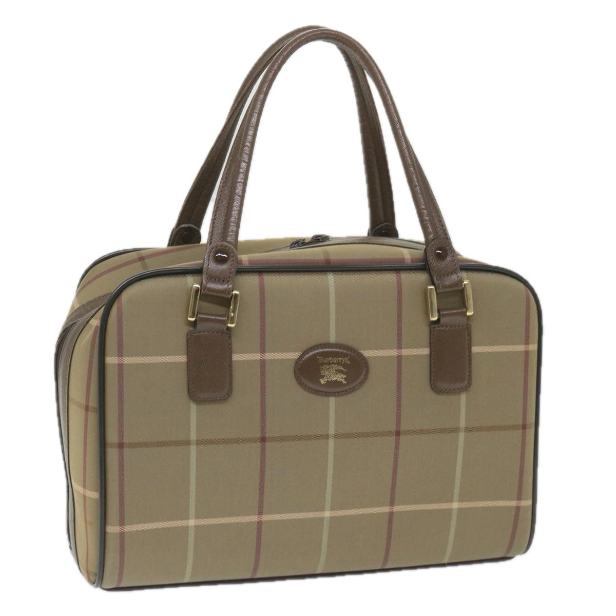 Burberry Luxury ss Nova Check Boston Bag Auth Ep2180 Canvas Nylon Brown Travel Bag
