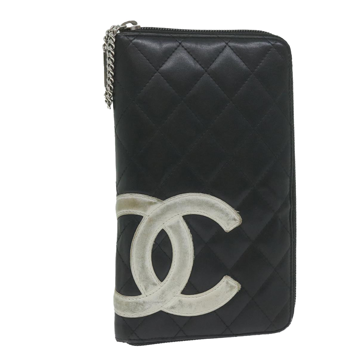 Chanel Cambon Line Long Wallet Leather Black CC Auth ep