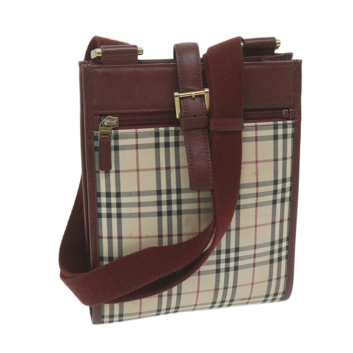 Burberry Luxury Nova Check Shoulder Bag Auth Ep3200 Canvas Beige