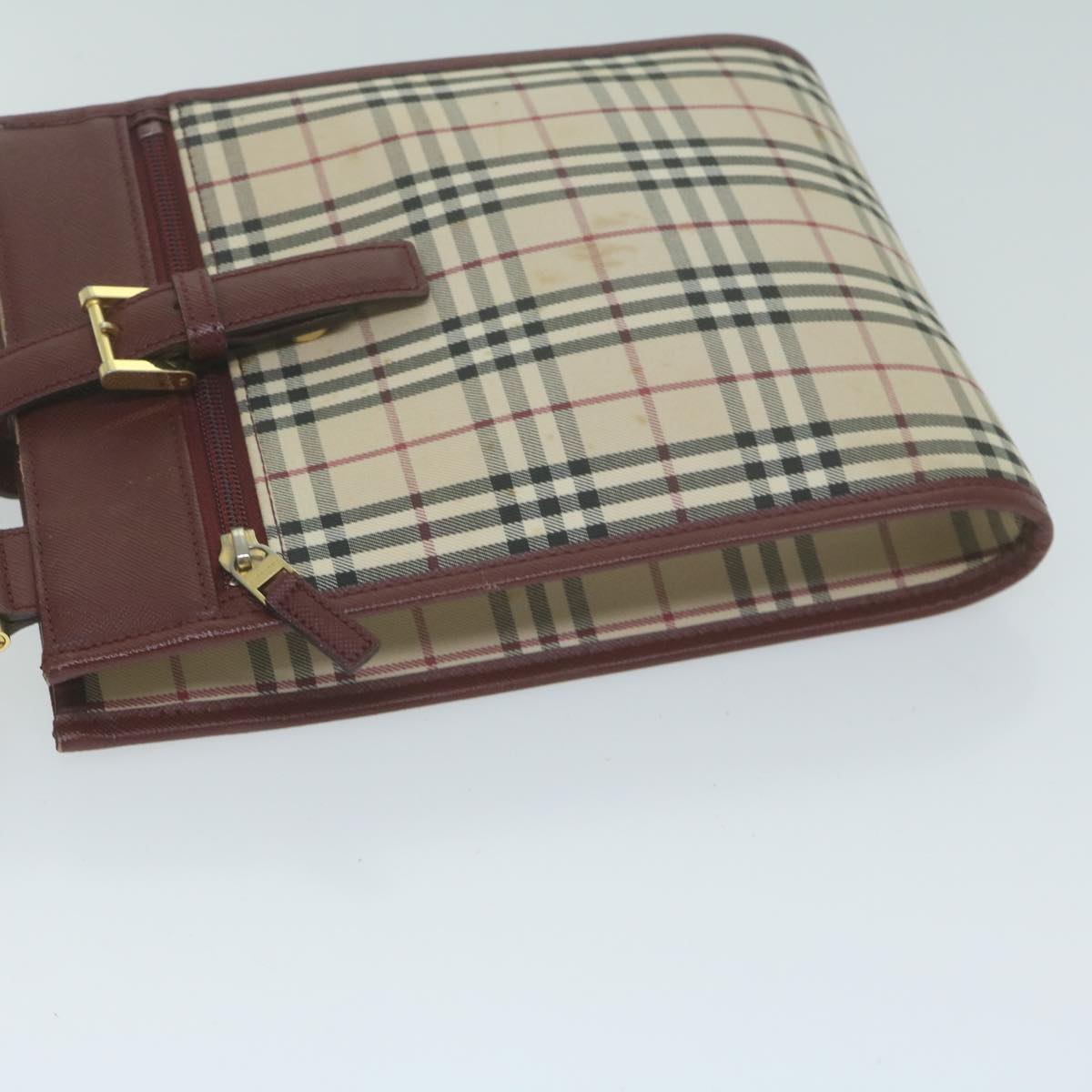Burberry Luxury Nova Check Shoulder Bag Auth Ep3200 Canvas Beige