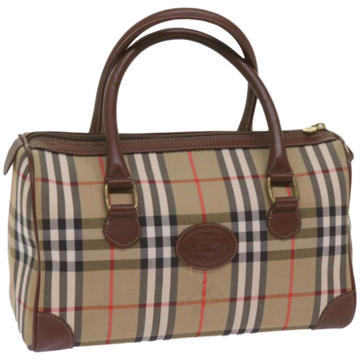 Burberry Luxury ss Nova Check Boston Bag Auth Ep3638 Canvas Beige Travel Bag