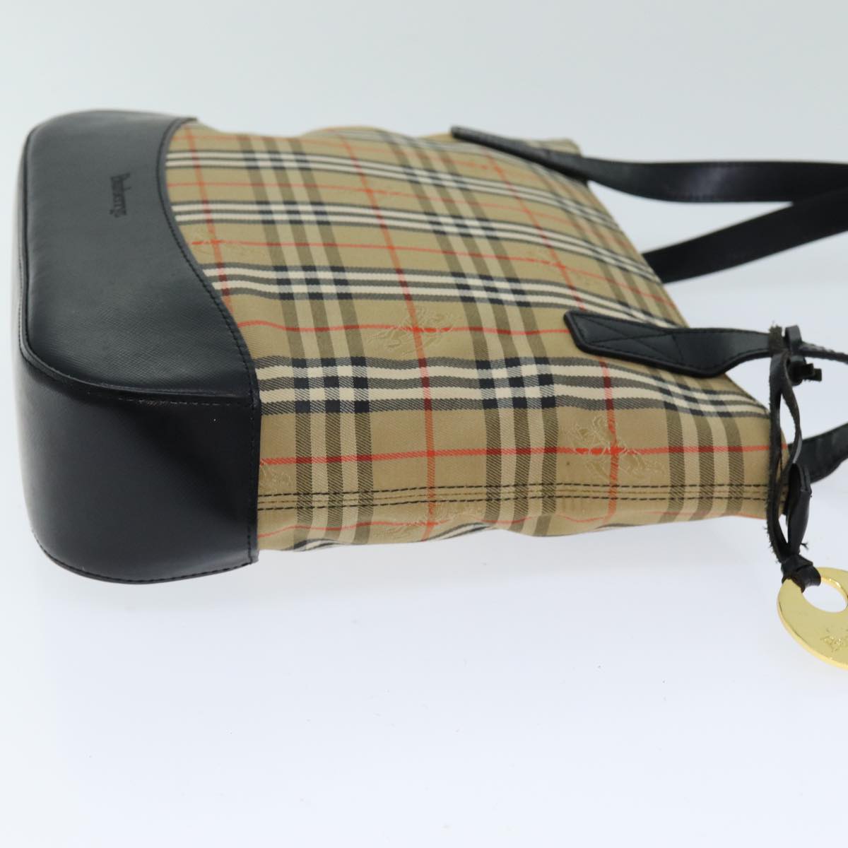 Burberry Luxury ss Nova Check Tote Bag Auth Ep4184 Canvas Black Beige