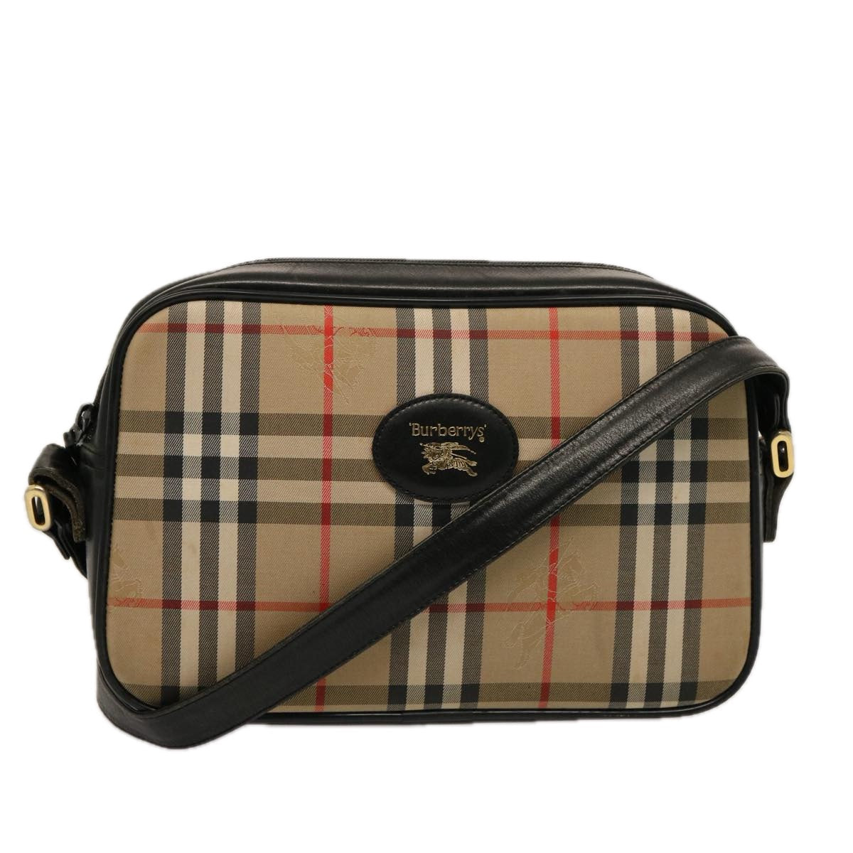 Burberry Luxury ss Nova Check Shoulder Bag Auth Ep4300 Canvas Black Beige