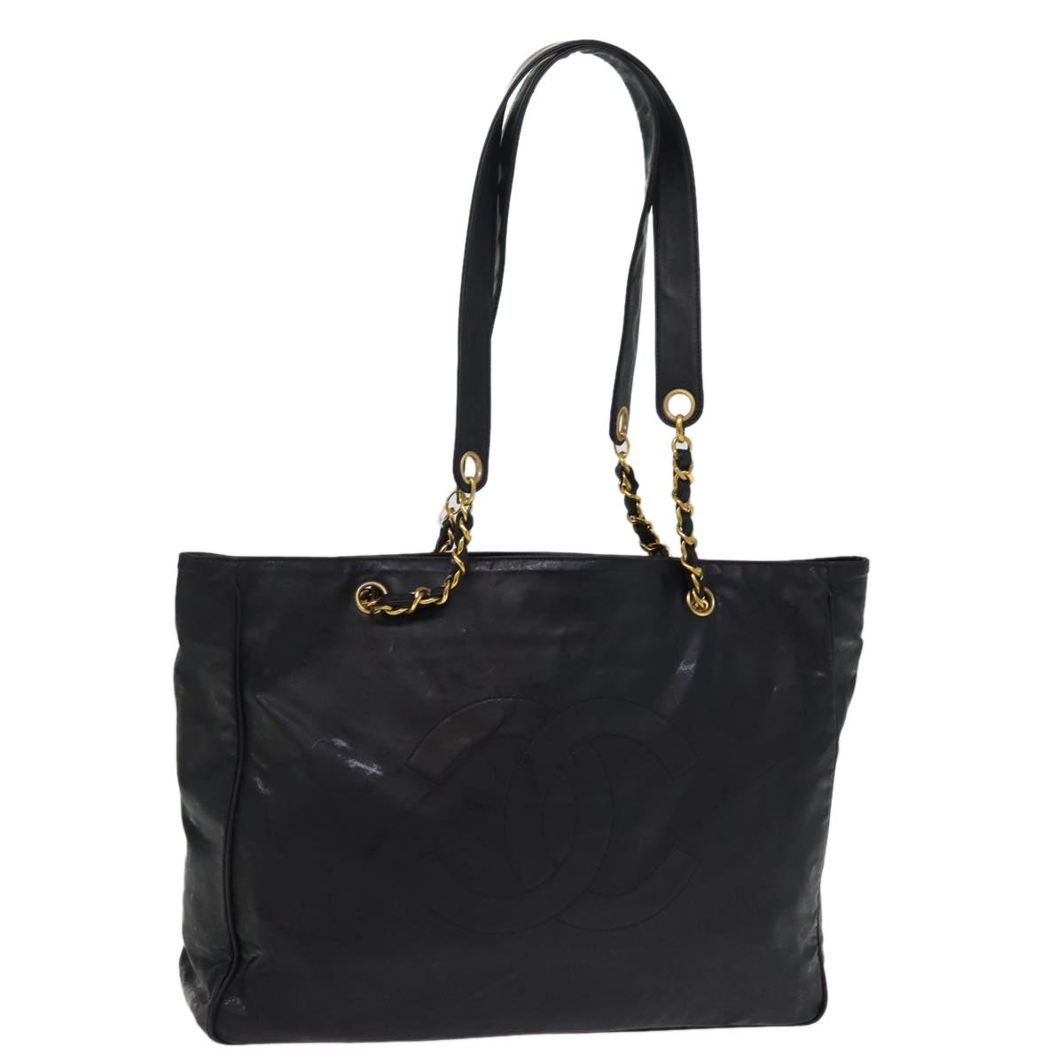 Chanel Chain Shoulder Bag Coated Canvas Black CC Auth ep