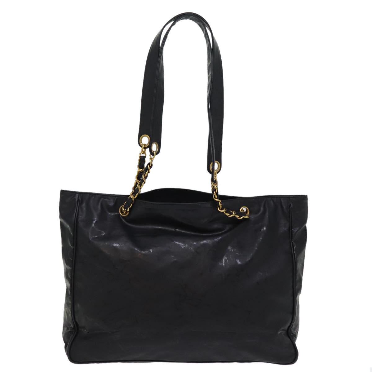 Chanel Chain Shoulder Bag Coated Canvas Black CC Auth ep