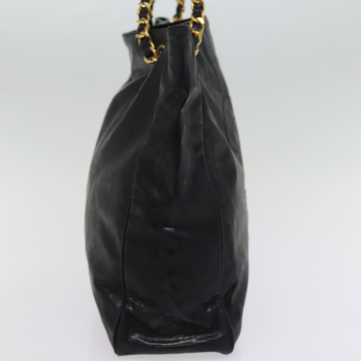 Chanel Chain Shoulder Bag Coated Canvas Black CC Auth ep