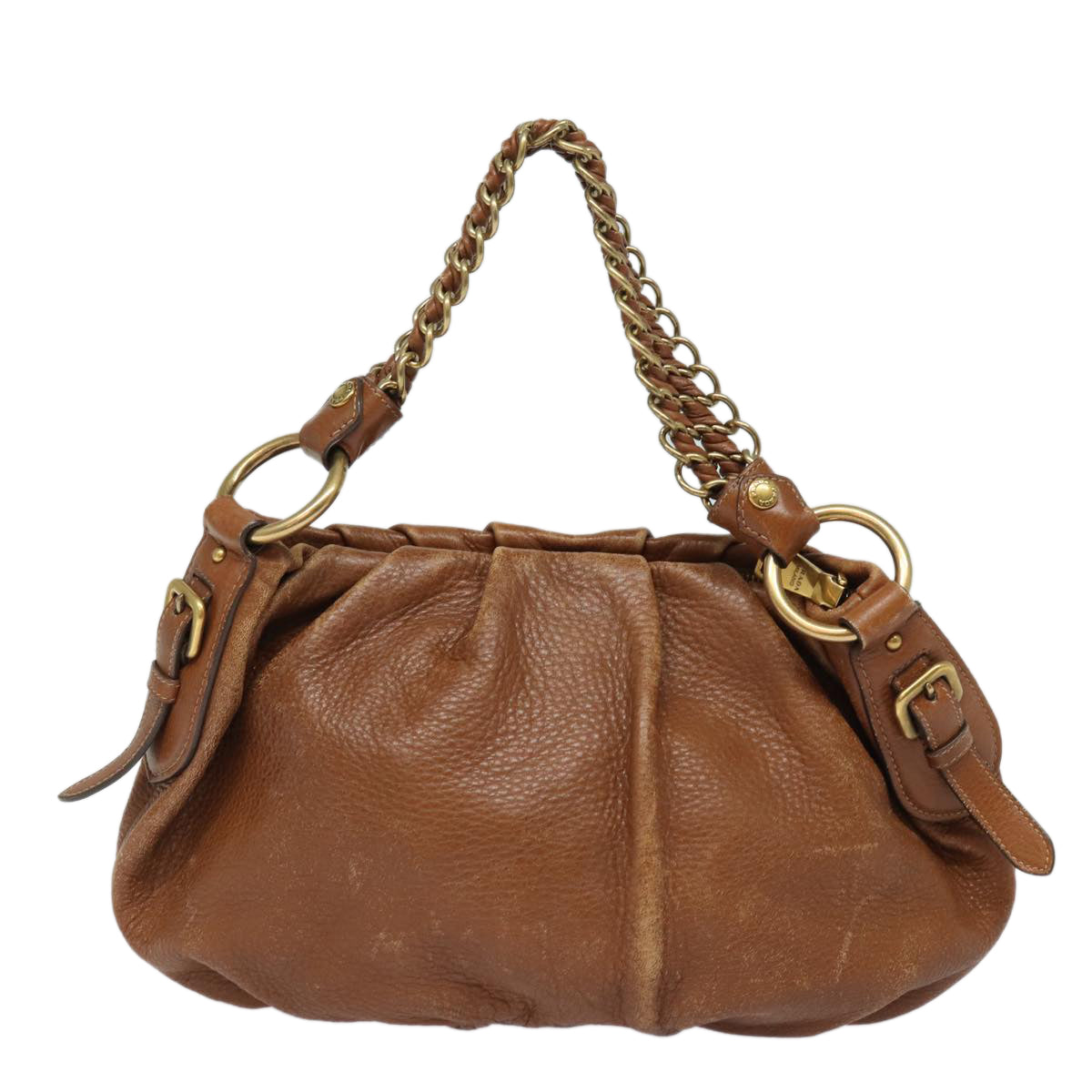 Prada Shoulder Bag Auth Leather Brown Chain