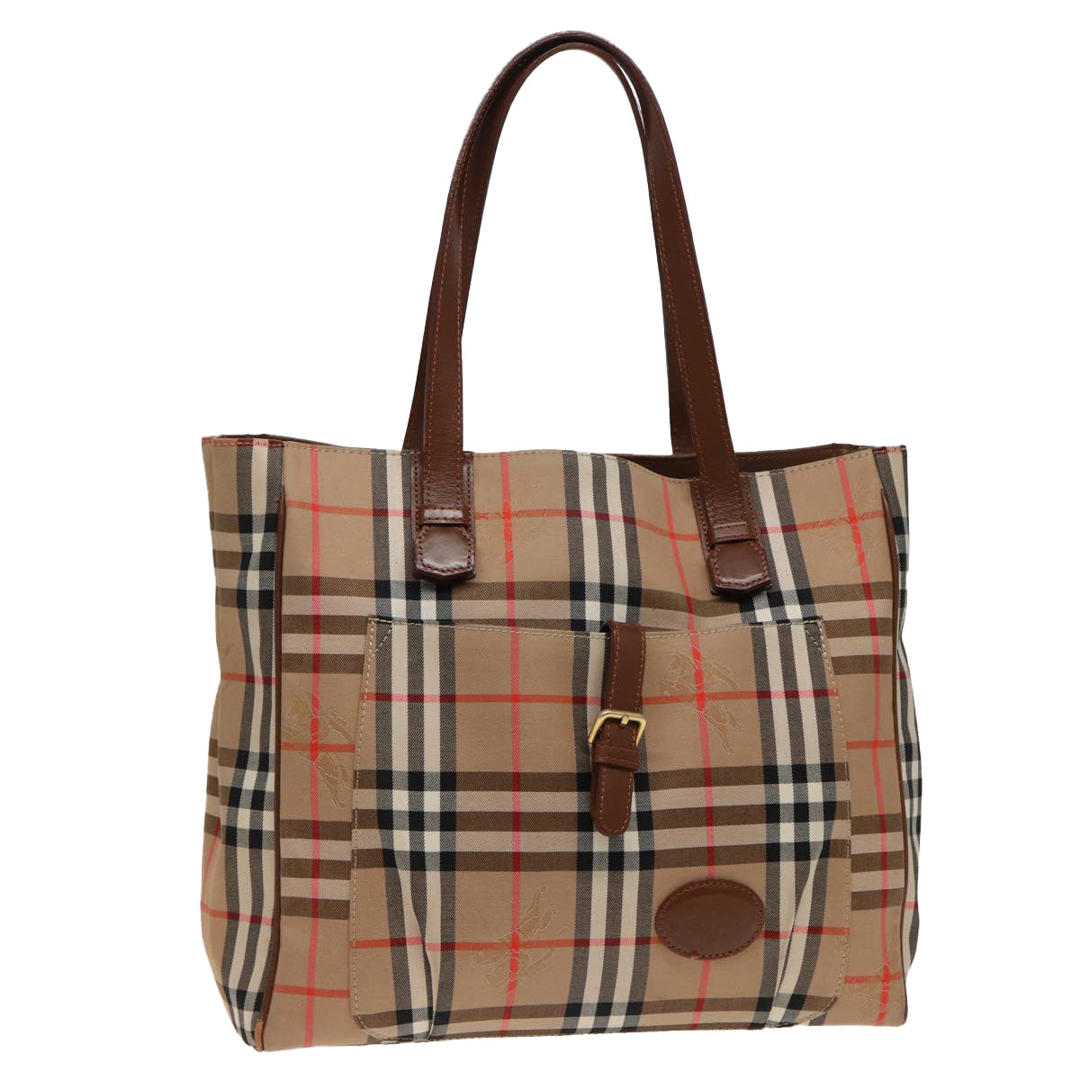 Burberry Luxury ss Nova Check Tote Bag Auth Ep4723 Canvas Beige