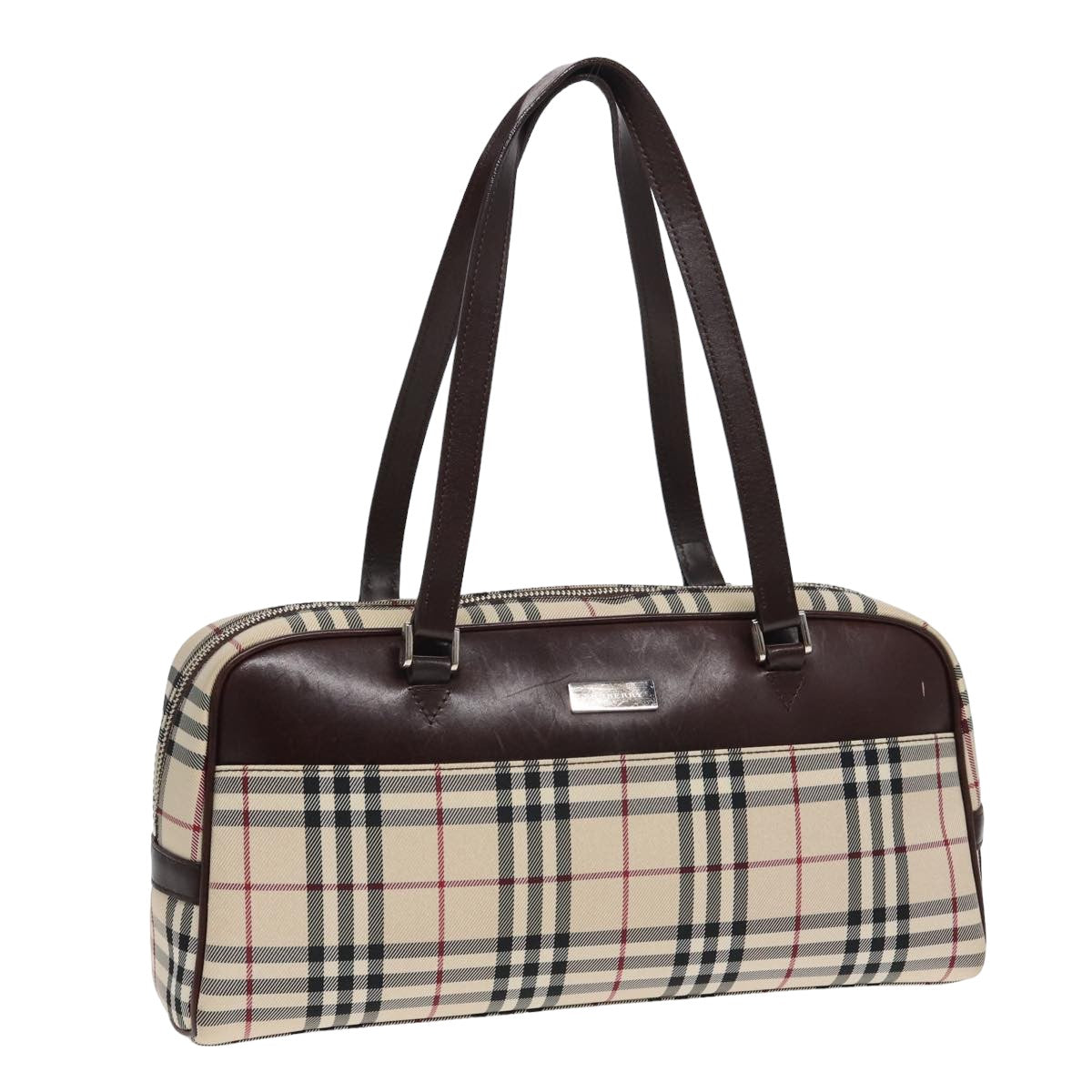 Burberry Luxury Nova Check Hand Bag Auth Ep4955 Nylon Beige Travel Bag