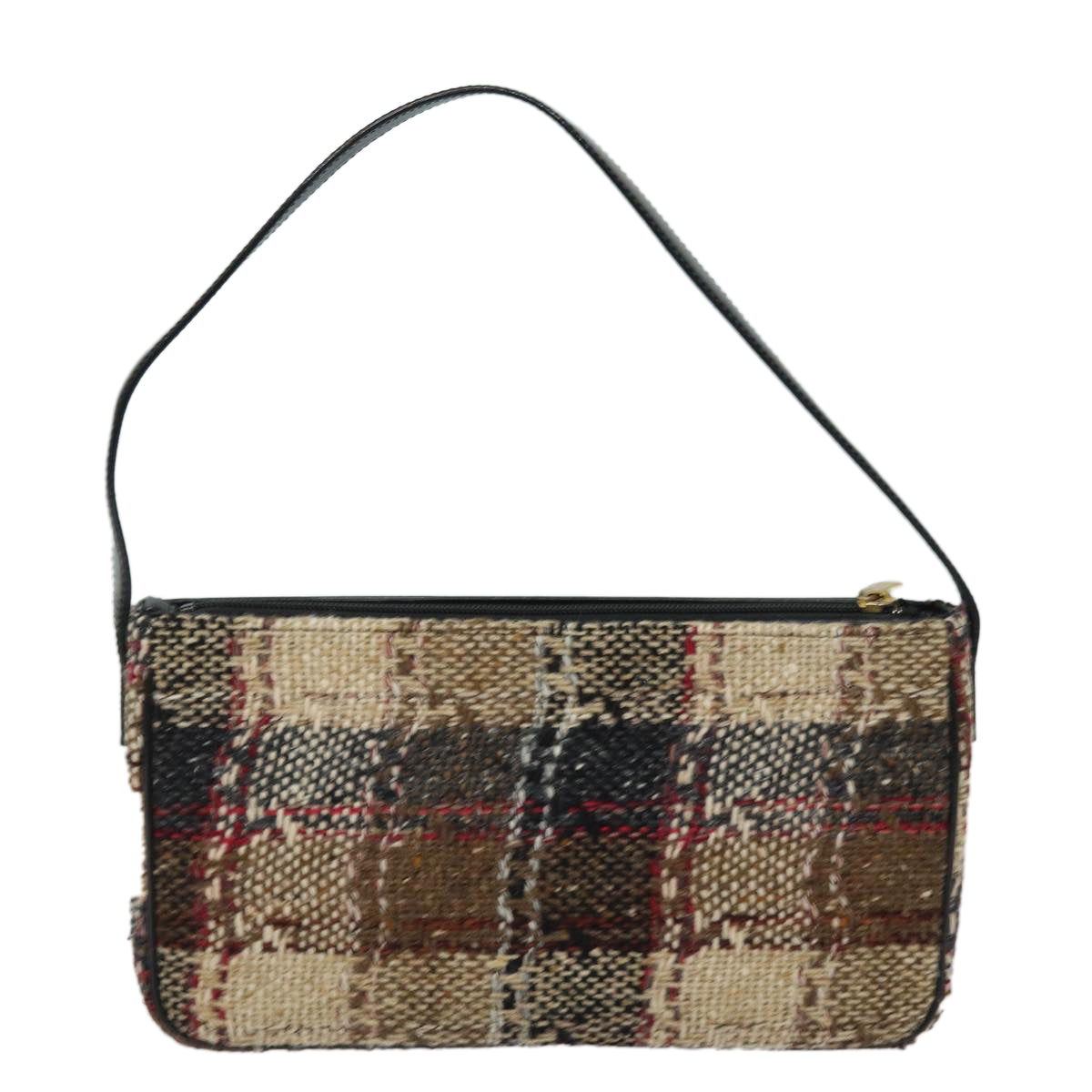Burberry Luxury Nova Check Shoulder Bag Wool Auth Ep5128 Black Beige