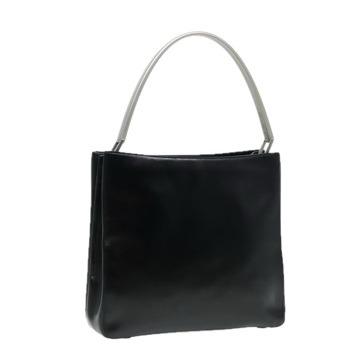 Prada Shoulder Bag Auth Leather Black Silver Silver Auth Ep5137