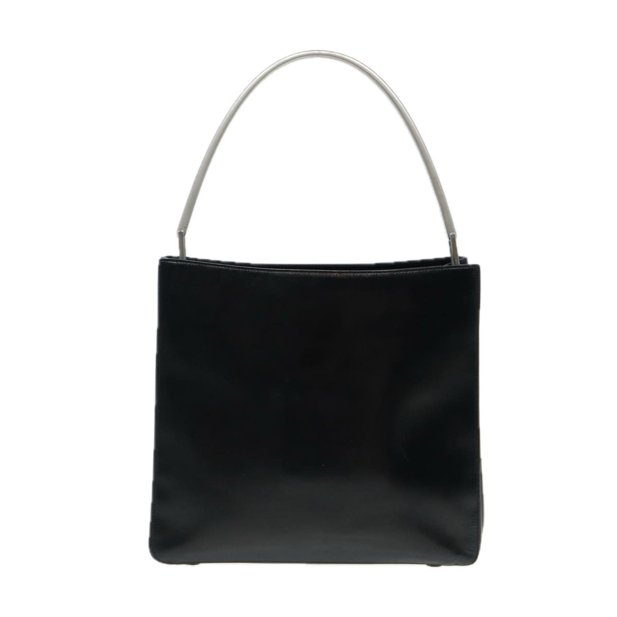 Prada Shoulder Bag Auth Leather Black Silver Silver Auth Ep5137