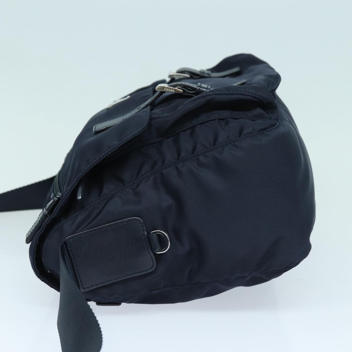 Prada Shoulder Bag Auth Nylon Silver Navy Silver Auth Ep5207