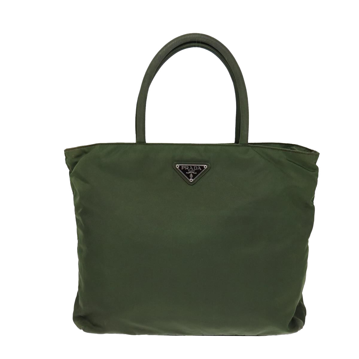 Prada Tote Bag Khaki Auth Nylon Silver