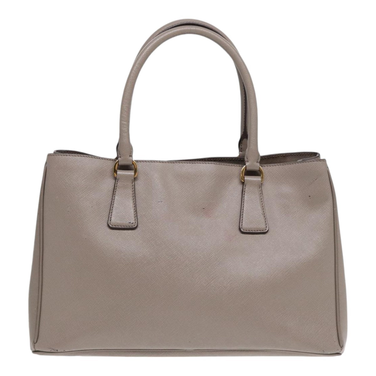 Prada Hand Bag Safiano Auth Leather Gold Gray Travel Bag