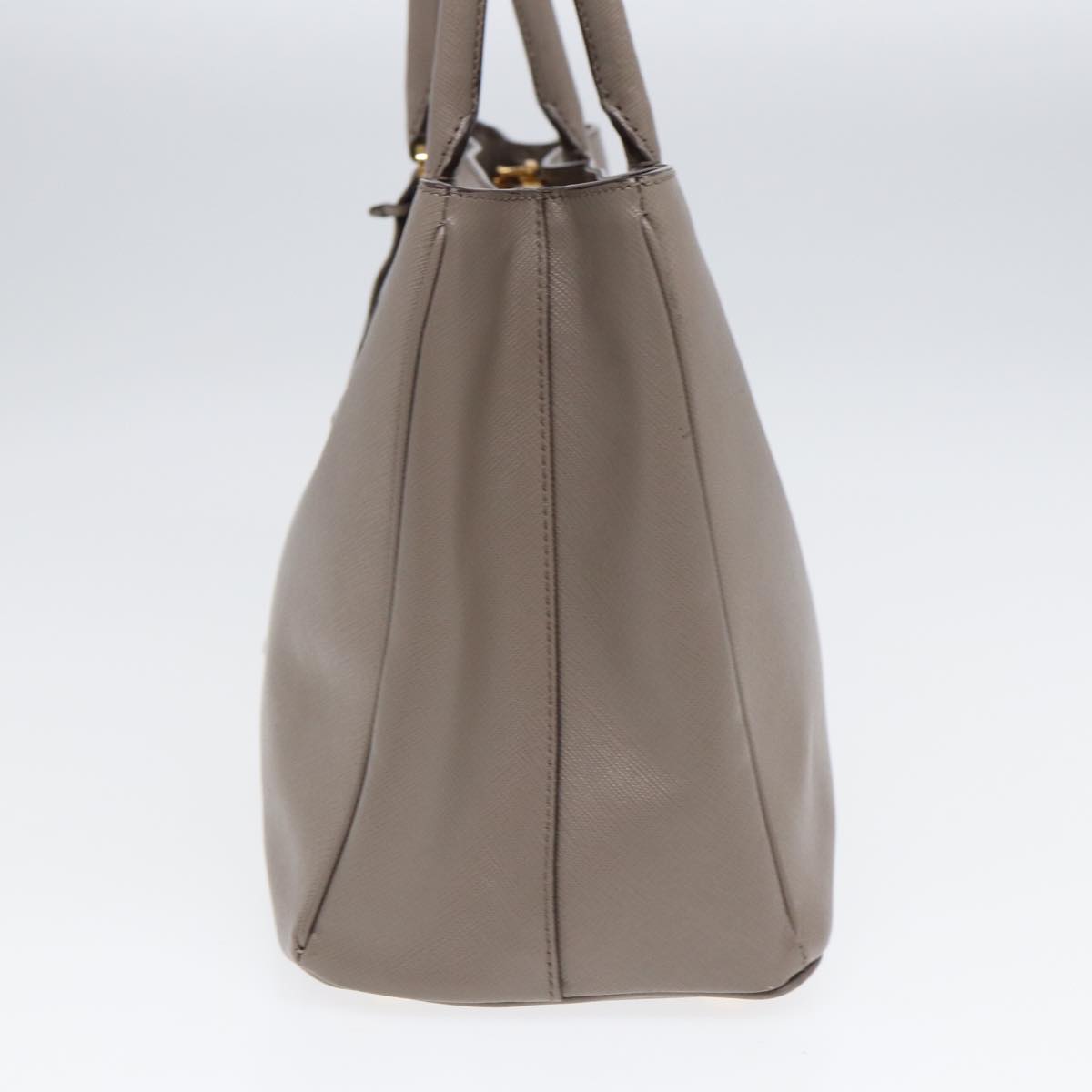 Prada Hand Bag Safiano Auth Leather Gold Gray Travel Bag