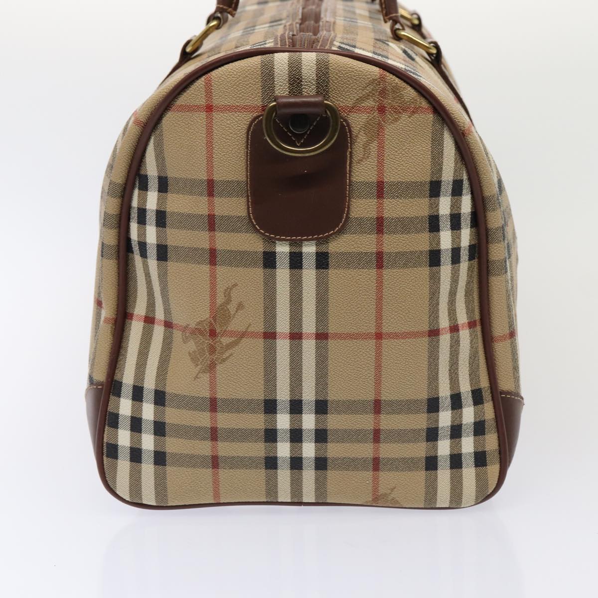 Burberry Luxury ss Nova Check Boston Bag Pvc 2Way Leather Beige Travel Bag Beige Auth Ep5370